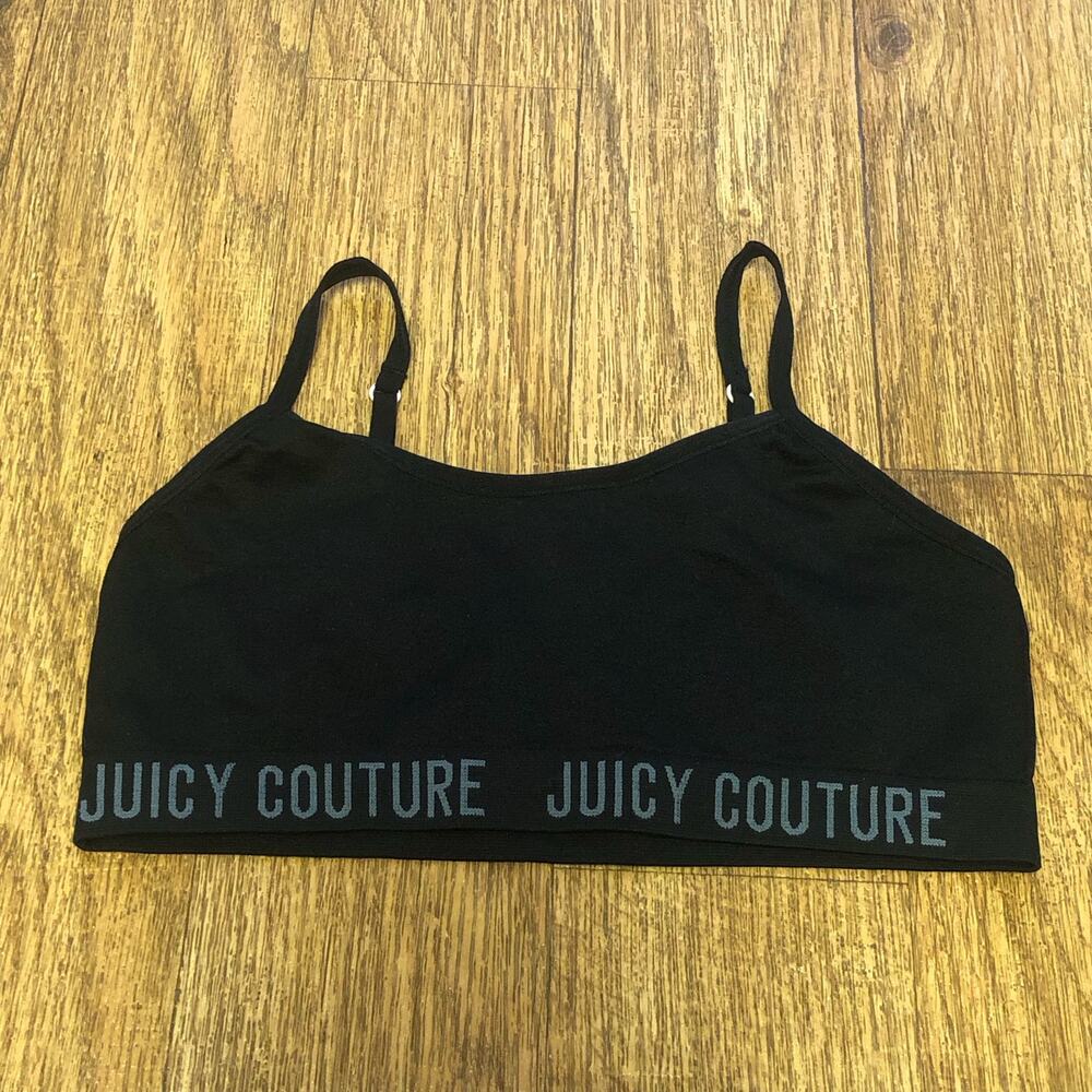 Juicy Couture Black Logo Elasticized Bralette Girls Bralette Size Large / 34